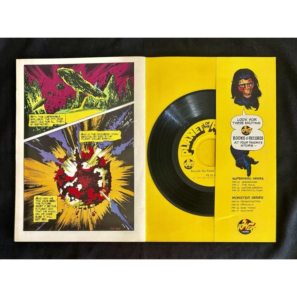 Beneath The Planet of the Apes Book & Record Vintage 1974 Near Perfect Condition